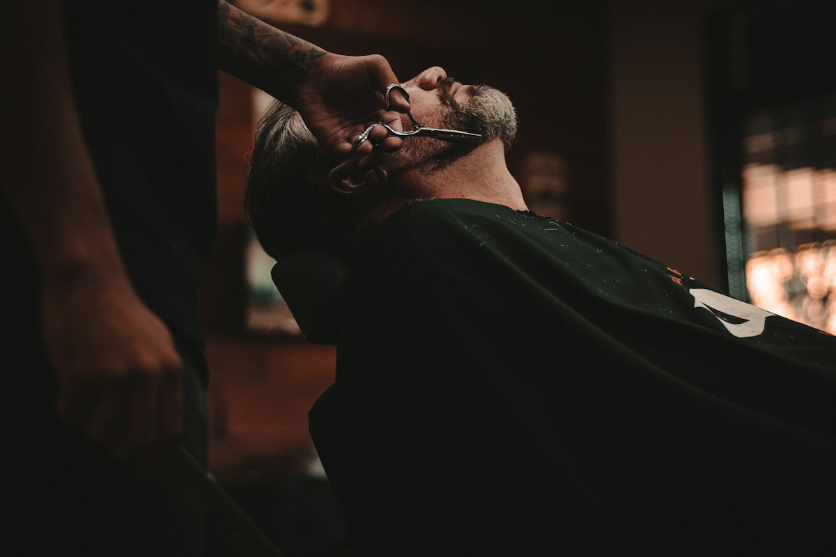 A haircut in a barber studio